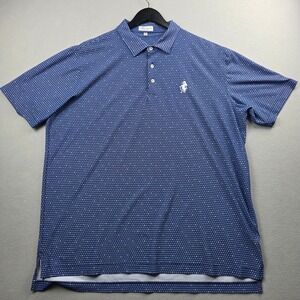 Peter Millar Summer Comfort Mens XL Blue Geometric Print Performance Polo Shirt